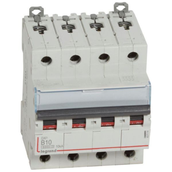 DX³6000 10kA high inlet and low outlet screw circuit breaker 4P 400V~ - 10A - curve B - 4 modules image 1