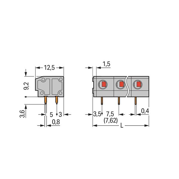 PCB terminal block 2.5 mm² Pin spacing 7.5/7.62 mm gray image 2