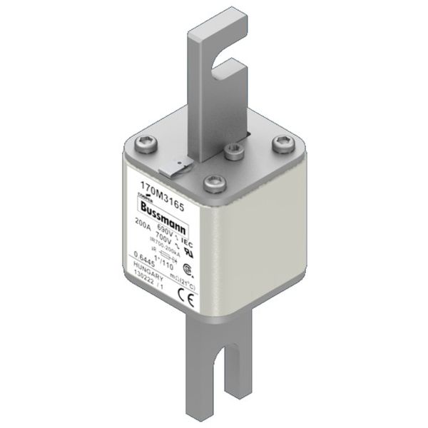 Fuse-link, high speed, 200 A, AC 690 V, compact size 1, 45 x 45 x 134 mm, aR, DIN, IEC, single indicator image 1