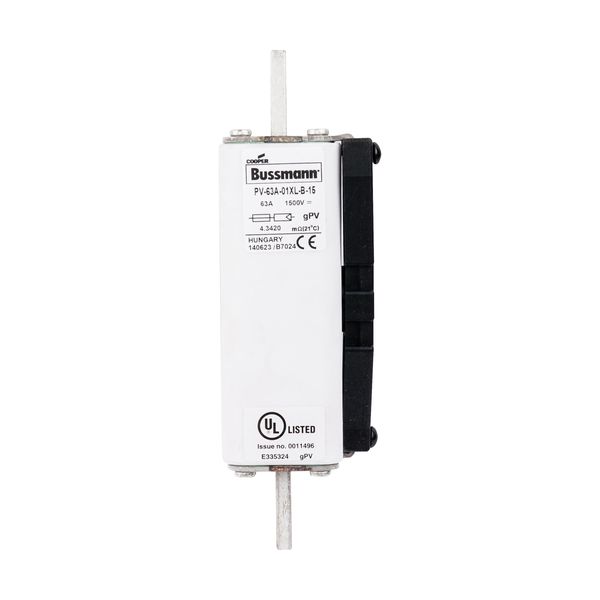 Fuse-link, high speed, 63 A, DC 1500 V, 01XL, 43 x 193 mm, gPV, IEC, UL, with indicator, bolted image 6