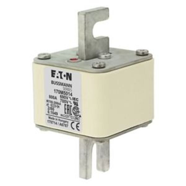 Fuse-link, high speed, 800 A, AC 690 V, DIN 2, 61 x 61 x 108 mm, aR, DIN, IEC, single indicator, 80 mm centres image 4