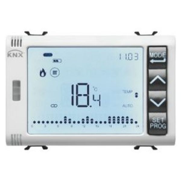 TIMED THERMOSTAT/PROGRAMMER WITH HUMIDITY MANAGEMENT - KNX - 3 MODULES - SATIN WHITE - CHORUS image 1