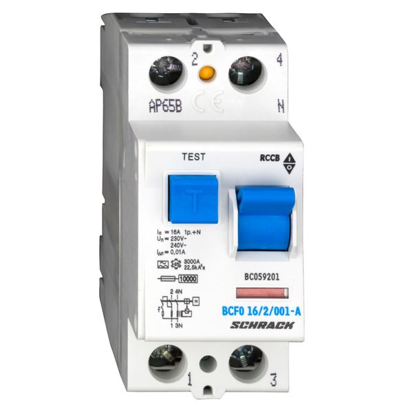 Residual current circuit breaker, 16A, 2-p, 10mA, type A image 1