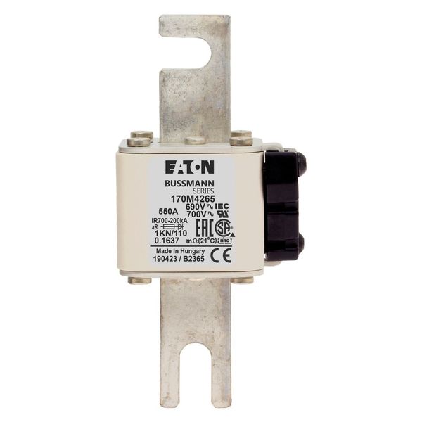 Fuse-link, high speed, 550 A, AC 690 V, DIN 1, 53 x 69 x 138 mm, aR, DIN, IEC, single indicator image 17