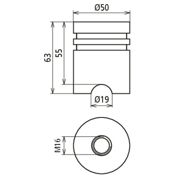 Stainless steel earthing bridge with M16 thread D 50mm H 63mm image 2