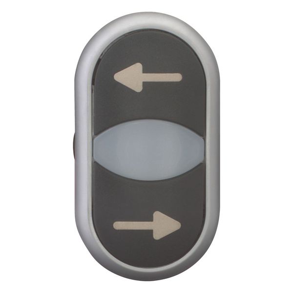 Double actuator pushbutton, RMQ-Titan, Actuators and indicator lights non-flush, momentary, White lens, black, black, inscribed, Bezel: titanium, arro image 9