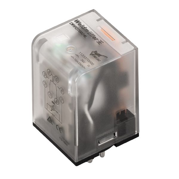 Industrial relay, 220 V DC, Green LED, 2 CO contact (AgSnO) , 250 V AC image 1