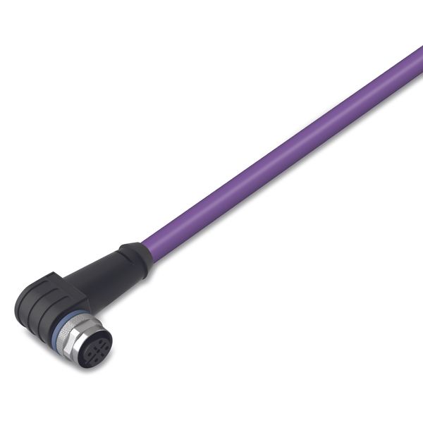 CANopen/DeviceNet cable M12A socket angled 5-pole violet image 1