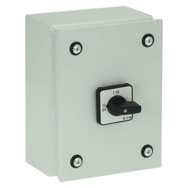 On-Off switch, P1, 40 A, 3 pole, surface mounting, with black thumb grip and front plate, in steel enclosure image 10