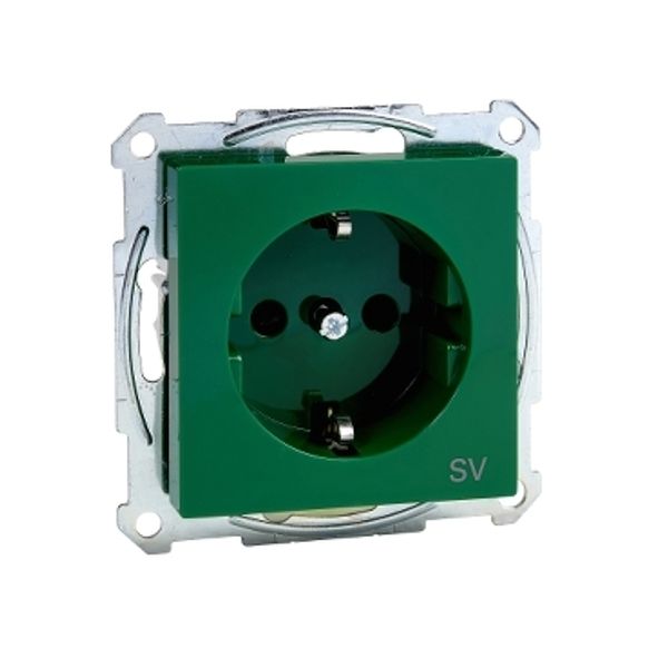 SCHUKO socket-outlet f. spec.circ., shutter, screwl. term., green, System M image 2