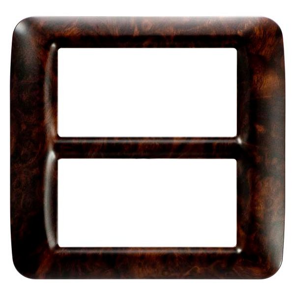 TOP SYSTEM PLATE - IN TECHNOPOLYMER - 8 GANG (4+4 OVERLAPPING) - ENGLISH WALNUT - SYSTEM image 2