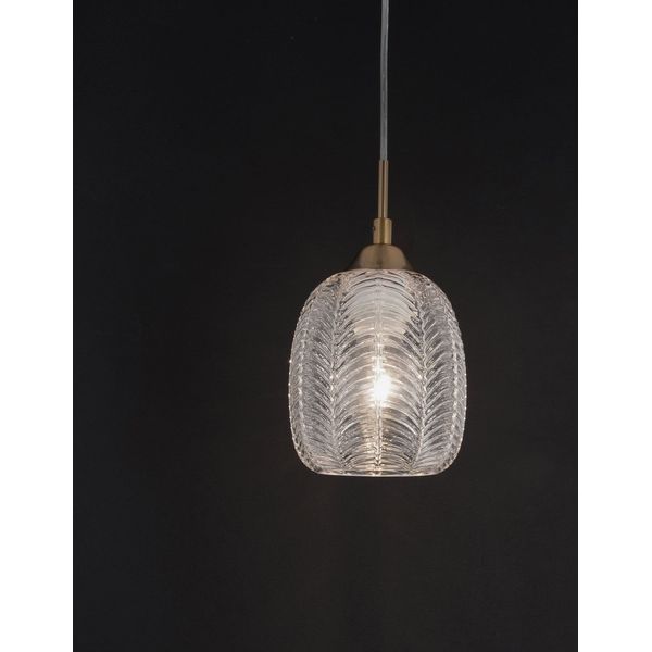 Clear Glass   & Satin Gold Metal   LED E27 1x12 Watt 230 Volt  IP20 Bulb Excluded  D: 13.5 H1: 24 H2: 120 cm Adjustable Height image 1