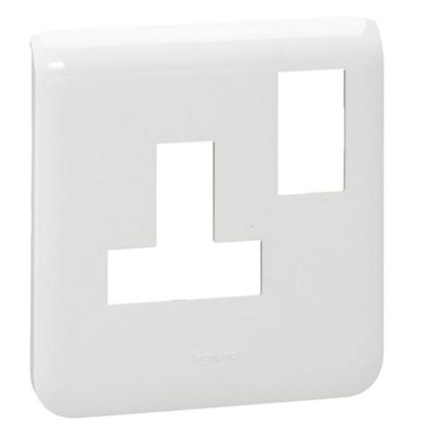 Dedicated plate for trunking Arteor - for 1-gang 13 A switched socket - white image 1