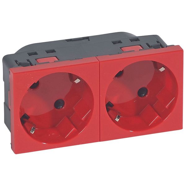 Multi-support multiple socket Mosaic - 2 x 2P+E automatic terminals - red image 2