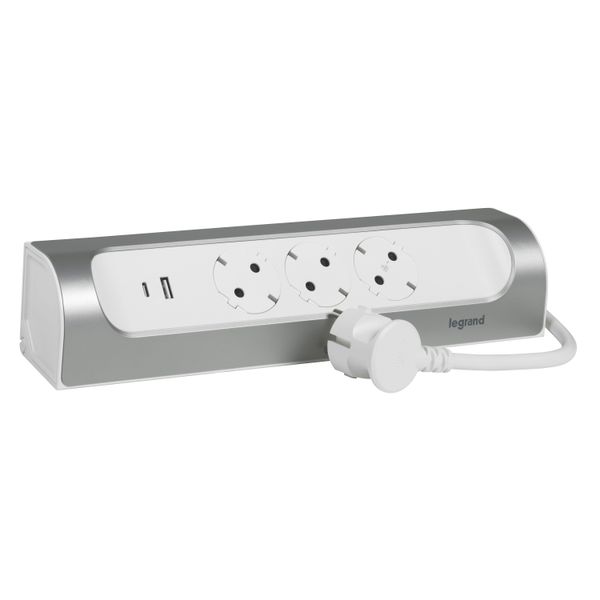 MOES COR ANGLE SCH 3X2P+E USB A+C 1 M CORD ALUMINIUM WHITE PAINTED image 5