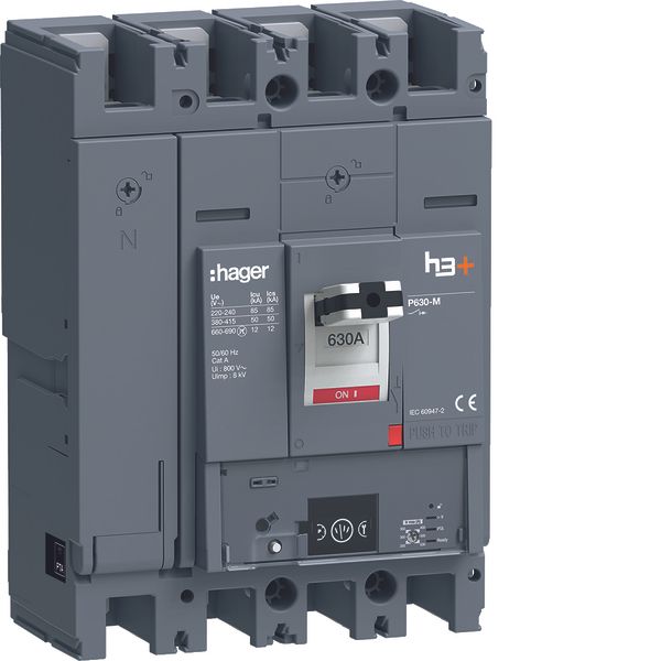 Moulded Case Circuit Breaker h3+ P630 Energy 4P4D N0-50-100% 630A 50kA image 1