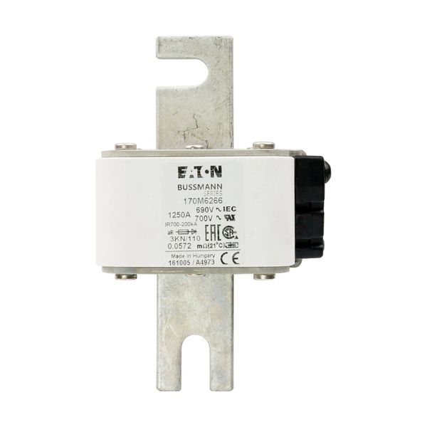 Fuse-link, high speed, 1250 A, AC 690 V, DIN 3, 76 x 92 x 139 mm, aR, DIN, IEC, single indicator image 13