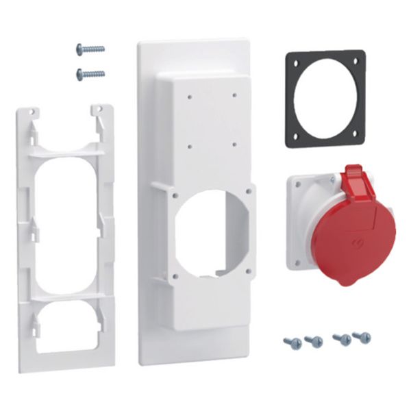 Socket flange, univ.Z, 1xCEE socket, 32A, locking plate left + right image 1