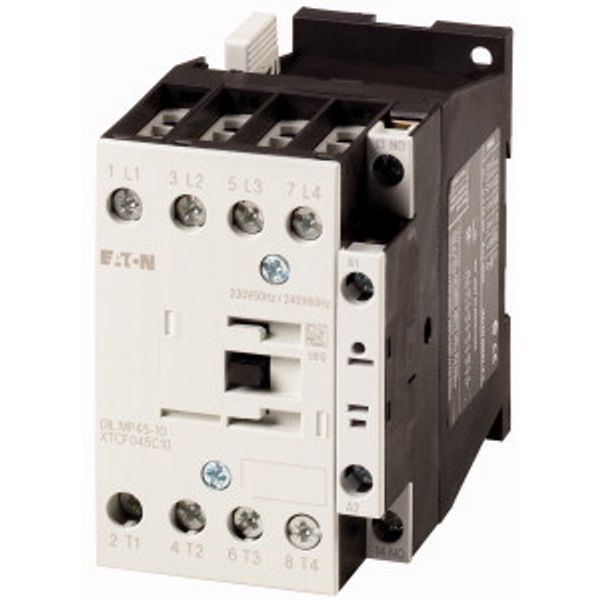 Contactor, 4 pole, 45 A, 1 N/O, 220 V 50 Hz, 240 V 60 Hz, AC operation image 1