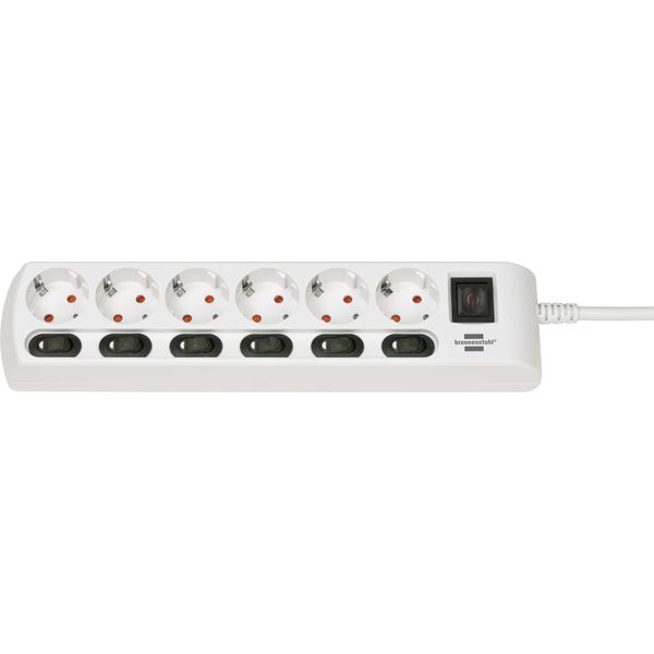 Extension socket individually switchable 6-way 2m H05VV-F 3G1.5 white image 1