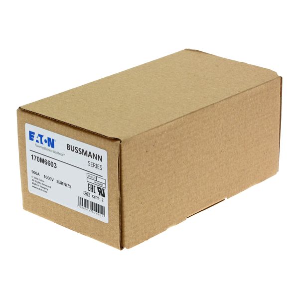 Fuse-link, high speed, 900 A, AC 1000 V, size 3, 76 x 92 x 75 mm, aR, IEC, single indicator image 26