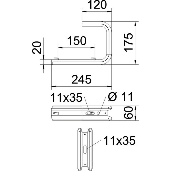 TPDG 245 FS Wall and ceiling bracket for mesh cable tray B245mm image 2