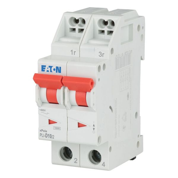 Miniature circuit breaker (MCB) with plug-in terminal, 10 A, 2p, characteristic: D image 1