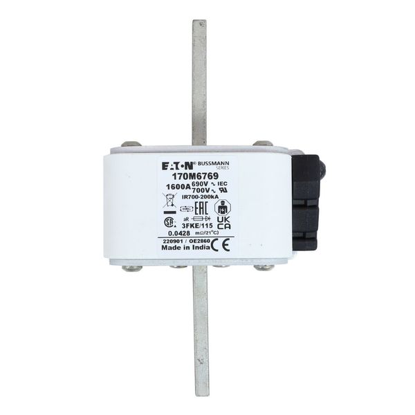 Fuse-link, high speed, 1600 A, AC 690 V, size 3, 76 x 92 x 139 mm, aR, IEC, UL, single indicator image 16