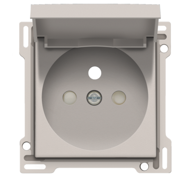 Finishing set for socket outlet with hinged lid, pin earthing and shutters, flush-mounting depth 28.5 mm, light grey image 1