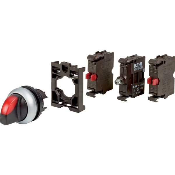 Illuminated selector switch actuator, RMQ-Titan, maintained, 3 positions, 1 NC, red, LED 230 VAC, Blister pack for hanging image 3