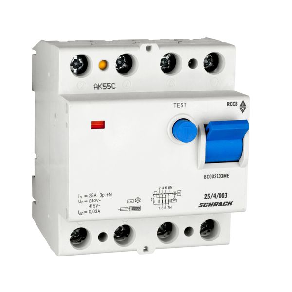Residual current circuit breaker 25A, 4-pole, 30mA, type AC image 1
