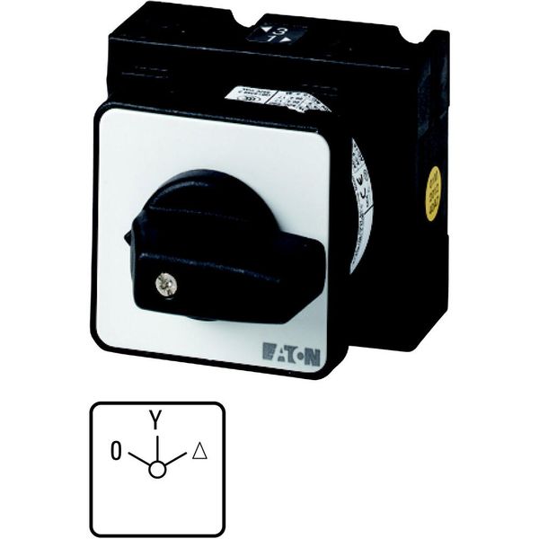 Star-delta switches, T3, 32 A, center mounting, 4 contact unit(s), Contacts: 7, 60 °, maintained, With 0 (Off) position, 0-Y-D, SOND 27, Design number image 2