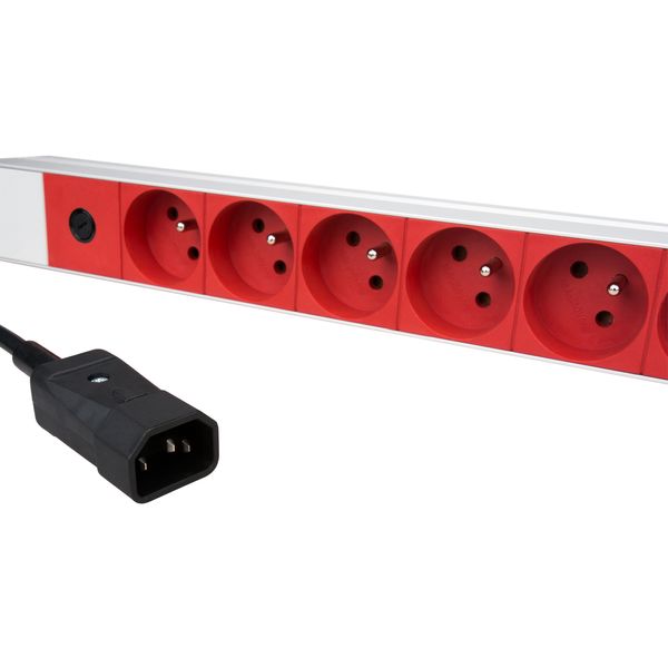 19"PDU for UPS, 8xUTE Red,2m-cable w.C14,10A-Fuse,1U,RAL7035 image 3
