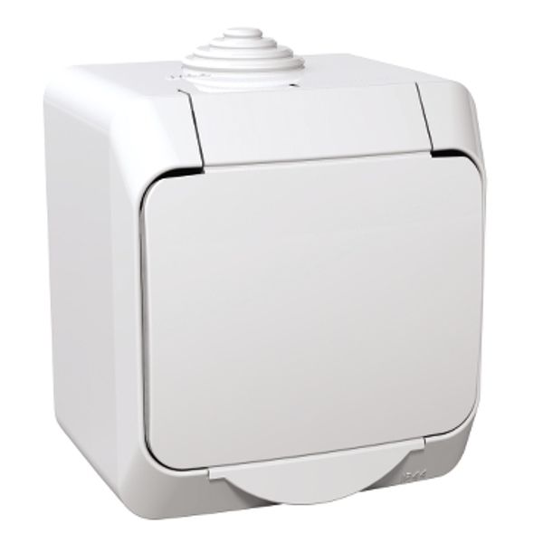 Cedar Plus - single socket outlet sideE - 16A, shutters, white image 3