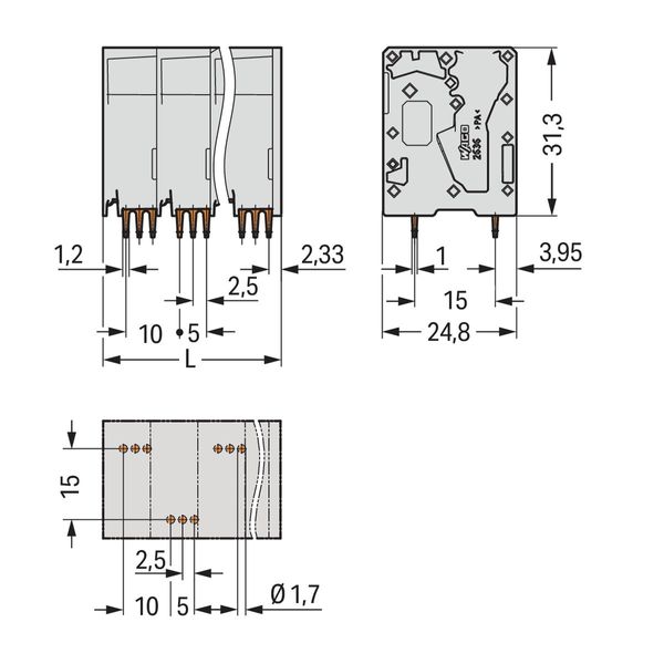 PCB terminal block 16 mm² Pin spacing 10 mm gray image 4