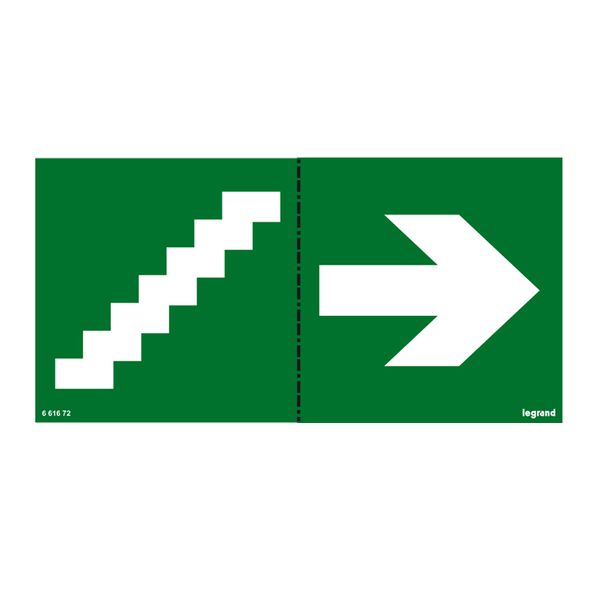 Label - for emergency lighting luminaires - stairs on right - 100 x 200 mm image 2