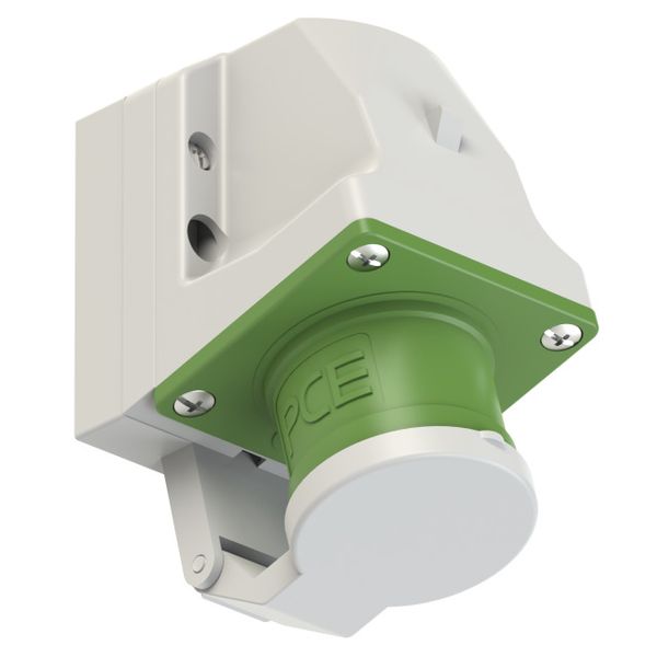 CEE-wall mounted plug 16A 4p 10h with lid image 1
