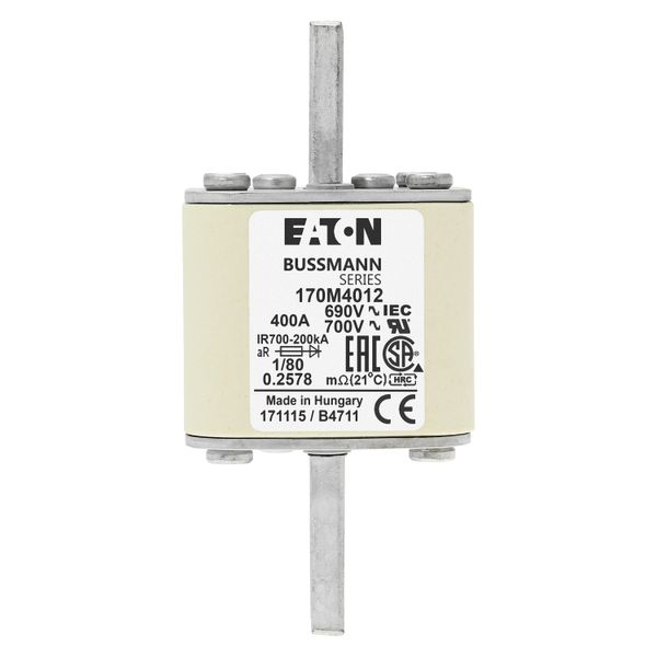 Fuse-link, high speed, 400 A, AC 690 V, DIN 1, 53 x 53 x 108 mm, aR, DIN, IEC, single indicator image 9