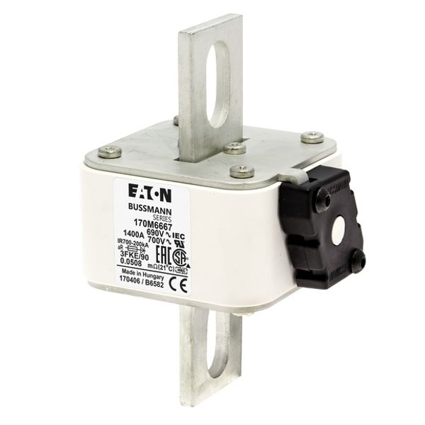 Fuse-link, high speed, 1400 A, AC 690 V, size 3, 76 x 92 x 135 mm, aR, IEC, UL, single indicator image 3