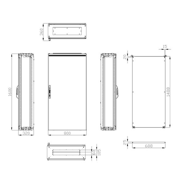 Compact enclosure 1 door IP65 H=1600 W=800 D=300 mm image 3