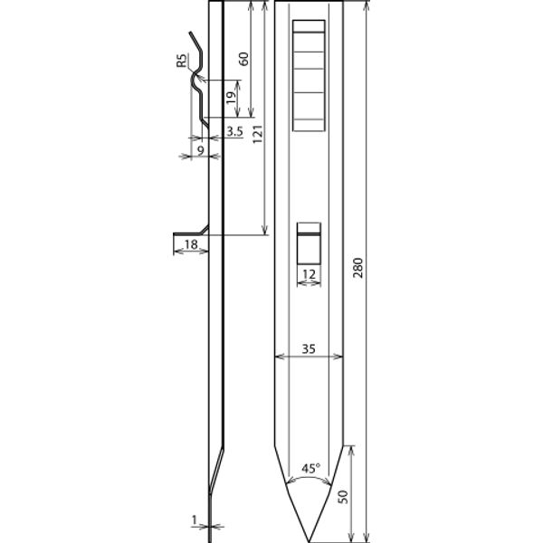 Spacer, St/tZn, straight type L 280mm for Rd 8-10mm, Fl -40mm image 2