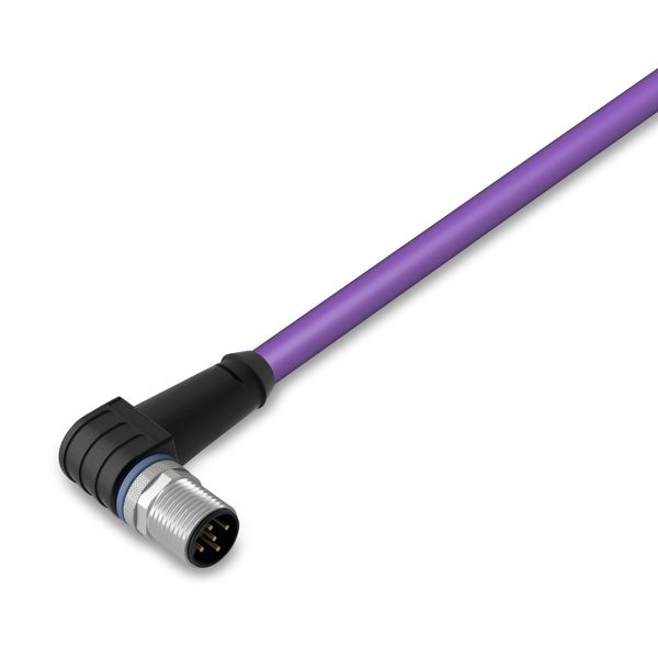 CANopen/DeviceNet cable M12A plug angled 5-pole violet image 1