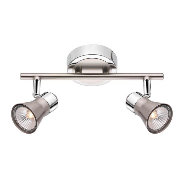 Satin Nickel   Chrome Aluminium  LED GU10 2x10 Watt 230 Volt   IP20 Bulb Excluded  L: 25 H: 16.5 cm Rotating & Adjustable image 1