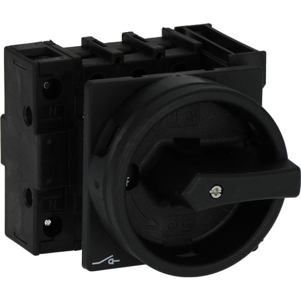 Main switch, P1, 40 A, flush mounting, 3 pole + N, 1 N/O, 1 N/C, STOP function, With black rotary handle and locking ring, Lockable in the 0 (Off) pos image 2