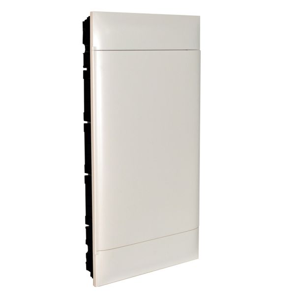 4X12M FLUSH CABINET WHITE DOOR EARTH + X NEUTRAL TERMINAL BLOCK FOR MASONRY WALL image 1
