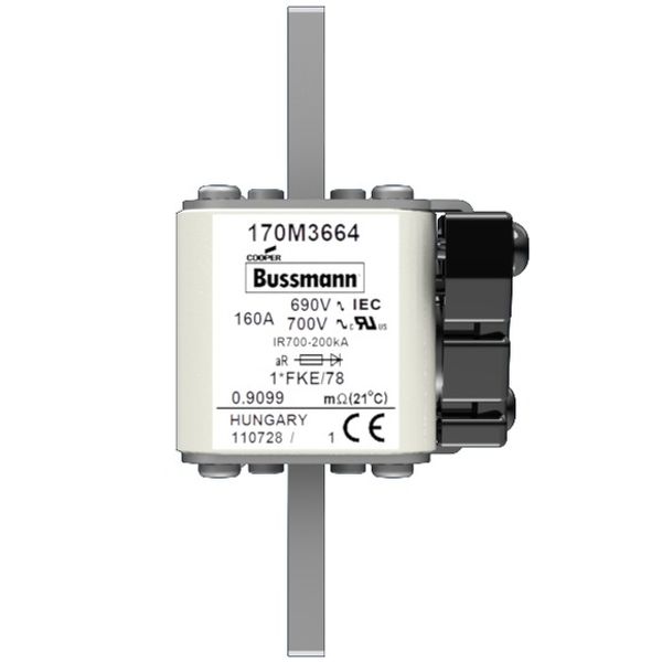 Fuse-link, high speed, 160 A, AC 690 V, compact size 1, 45 x 59 x 110 mm, aR, IEC, UL image 1