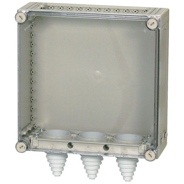 Panel enclosure, with gland plate and cable glands, HxWxD=375x375x150mm image 3