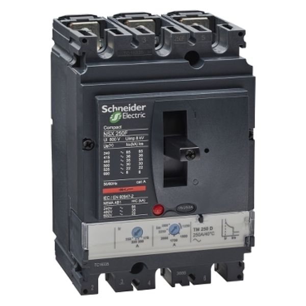 circuit breaker ComPact NSX250F, 36 kA at 415 VAC, TMD trip unit 250 A, 3 poles 3d image 3