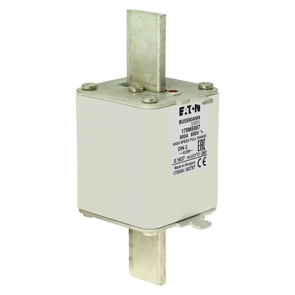 Fuse-link, high speed, 500 A, AC 690 V, DIN 2, 60 x 74 x 150 mm, gR, DIN, IEC, single indicator image 9