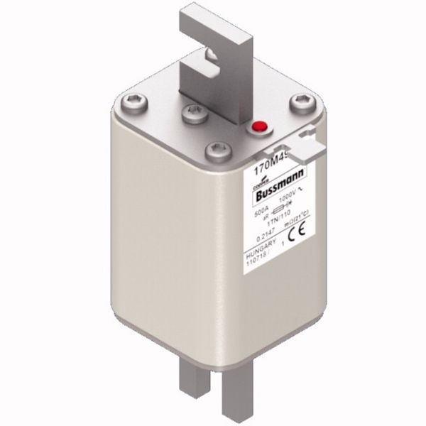 Fuse-link, high speed, 500 A, AC 1000 V, DIN 1, 51 x 69 x 138 mm, aR, DIN, IEC, type T indicator image 2